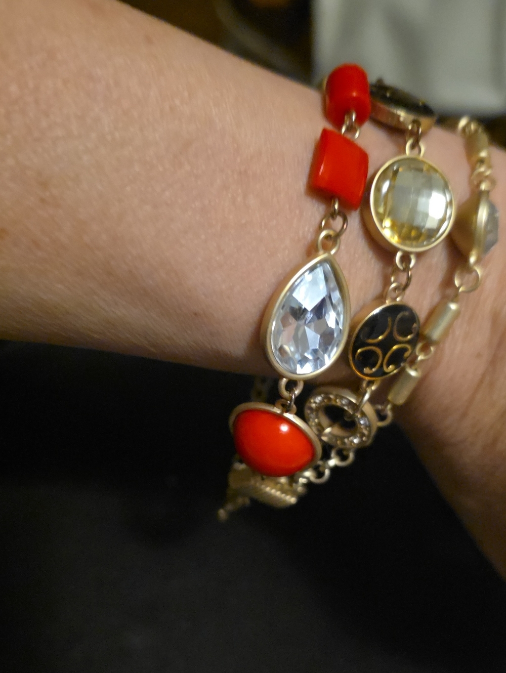 Gold-Tone Bracelet with Red Accent Stones